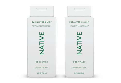 Native Body Wash Contains Naturally Derived Ingredients | For Women & Men, Sulfate, Paraben, & Dye Free Leaving Skin Soft and Hydrated | Eucalyptus & Mint 18 oz