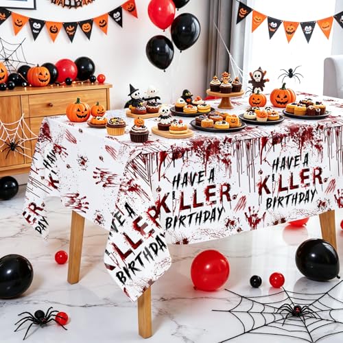 Have a Killer Birthday Tablecloth Set - Horror Halloween Party Decor, 3-Pack