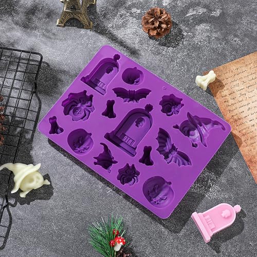 Halloween Silicone Cake Molds - 2 Pack Spooky Pumpkin Ghost Bat Designs for Baking & Crafts