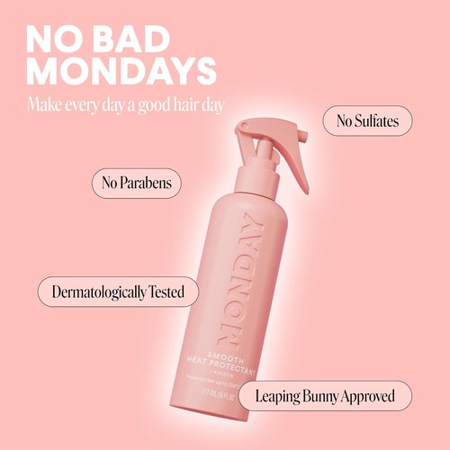 Monday Haircare Smooth Heat Protectant with Keratin - 6 oz for Polished, Frizz-Free Hair | Pack of 2