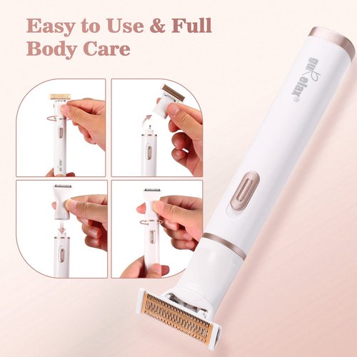 Electric Razors for Women, 4 in 1 Cordless Portable Rechargeable Womens Electric Shaver for Legs Face Eyebrow Nose Pubic Hair Bikini Trimmer, Painless Body Hair Remover by Gurelax