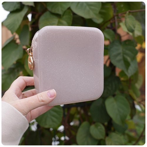 dreamie - Makeup Bag Travel Cosmetics Pouch, Toiletry Bag, Jelly, Zipper Pouch Purse, Cute Make Up Organizer Storage Tote for Women Girls, Waterproof Travel Skincare, Small Makeup Bag - Champagne