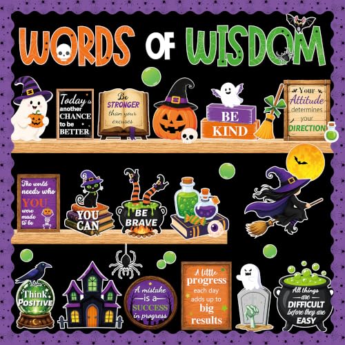 Halloween Bulletin Board Set Classroom Wall Decorations with Inspirational Quotes