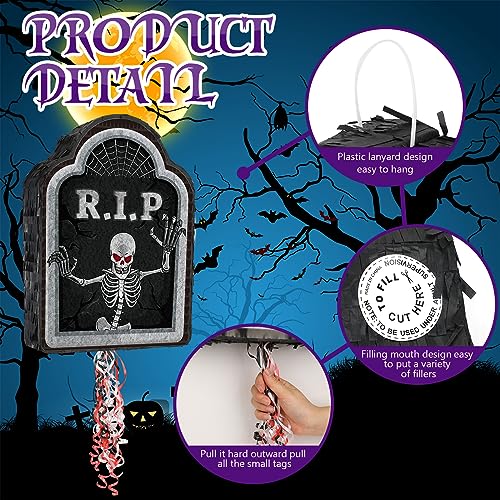 Halloween Piñata Tombstone Pull String Fillable Decoration - Leitee