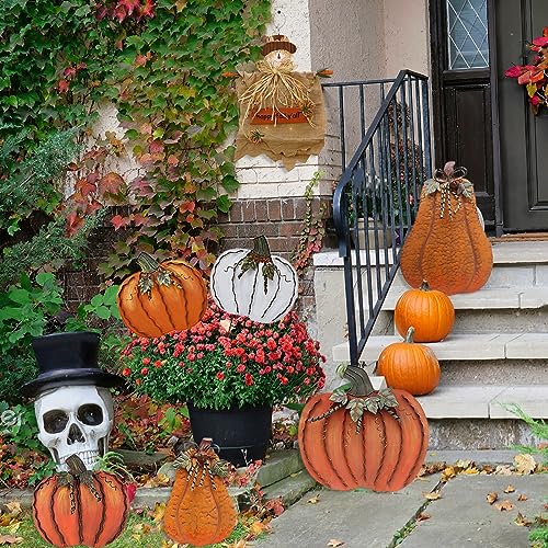 Metal Pumpkin Decoration for Home S-b Free Standing Fall Harvest Halloween Decor