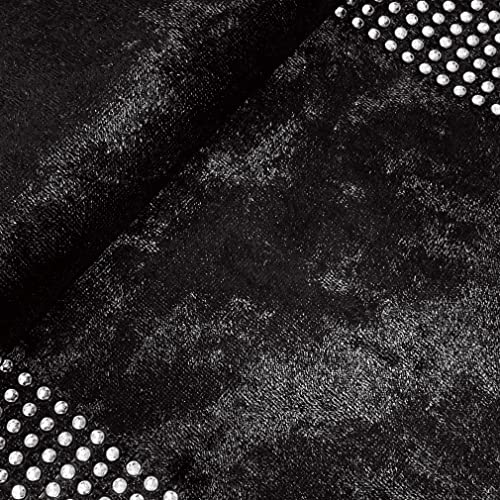 Black Velvet Placemats Set of 4 with Silver Sequin Rhinestones - Elegant Table Decor