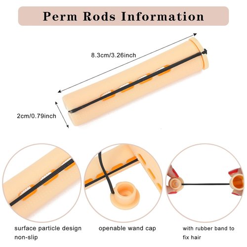 Skiennix Perm Rods - 40 Pcs Beige Plastic Curlers for Short Hair | Medium Size Hair Rollers for Styling