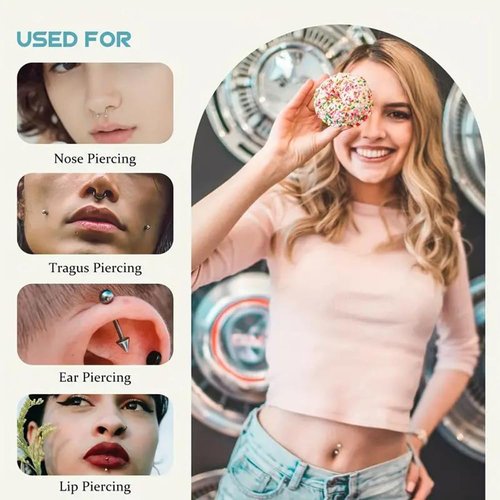 Piercing Clamps 25Pcs Piercing Forceps Septum Forceps Clamps Septum Slotted Disposable Piercing Clamps for Ear Nose Lip Navel Tongue Septum Belly Piercing Kit Piercing Tools