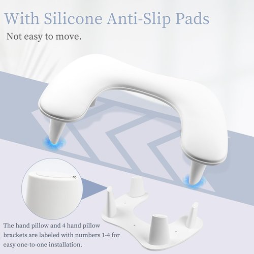 Arm Rest for Nails Tech, Luxurious U-shaped Manicure Nail Art Hand Rest Pillow Cushion, Big Microfiber Leather Nail Arm Rest Stand for Ultimate Comfort in Manicure (White)