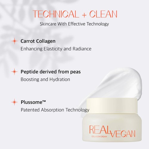 KLAVUU Real Vegan Collagen Cream - Enhances Skin Elasticity, Providing Deep Hydration to Dry Skin for a Radiant, Youthful Glow
