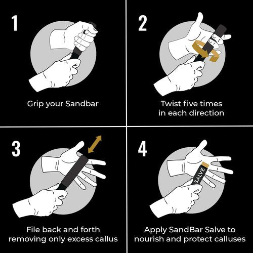 SandBar Callus Remover File for Hands - Durable Aluminum Tool for Callus Care and Dead Skin Removal - Includes Nourishing Salve - Ideal for Athletes, Climbers, and Gym Enthusiasts
