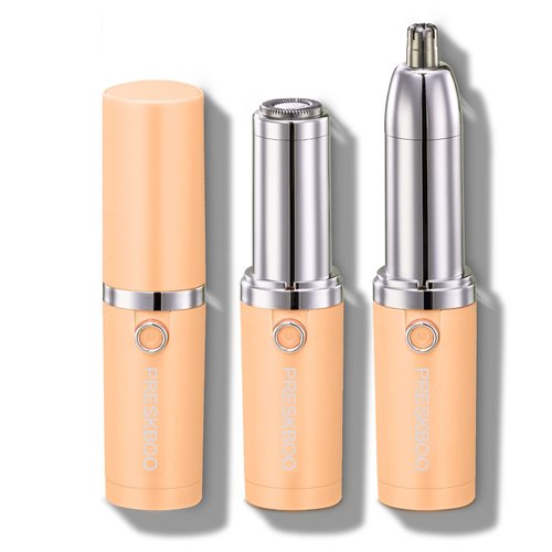 PRESKBOO Nose Hair Trimmer for Women and Men,2 in 1 Facial Hair Remover,Electric Face Shaver Razor for Nose Ear Eyebrow Peach Fuzz Lips Chin,DermaplaningTool,Facial Hair Removal,Orange/uhy6