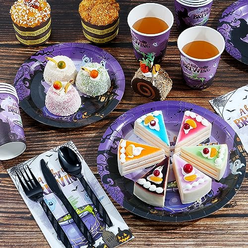 Halloween Baby Shower Plates and Napkins Set - Serve 50 - Tableware for 50 Guests