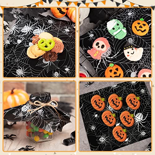 Halloween Spider Wax Paper for Food - Web Pattern, 8.6x9.8 Inches, 100 Sheets - Food Safe, Oil & Waterproof, Spider Variation