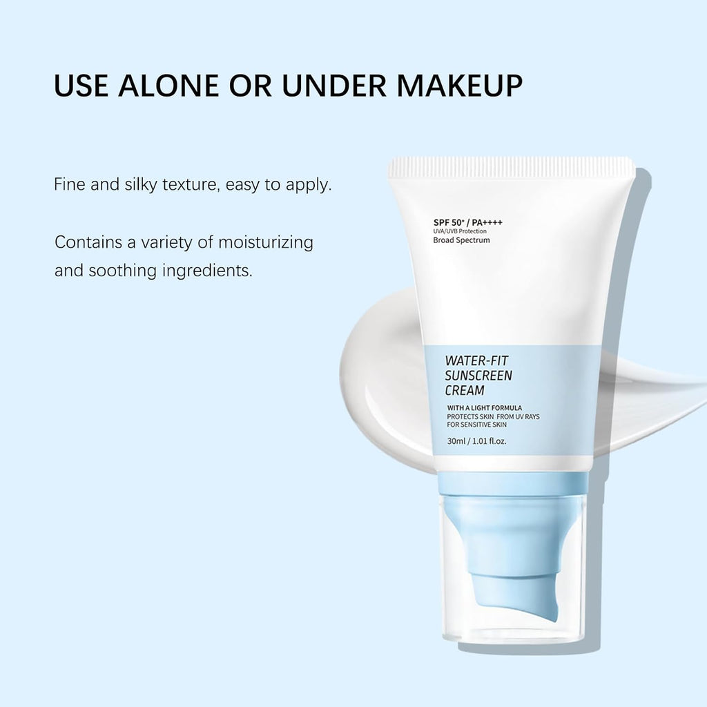 Water-Fit Sunscreen Cream SPF 50+ | Lightweight Daily UV/UVB Protection | Moisturizing Formula | 30ml