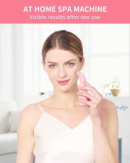NEWDERMO Microdermabrasion Machine - 2-in-1 Diamond Facial Device | USB Rechargeable, Pink