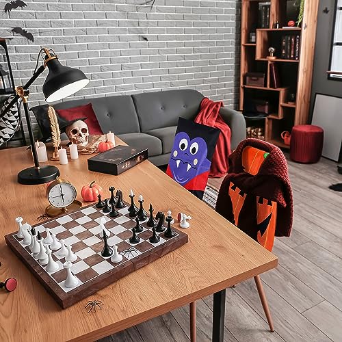 Halloween Chair Cover Set - 4 Cartoon Spooky Seat Slipcovers for Dining Room & Party