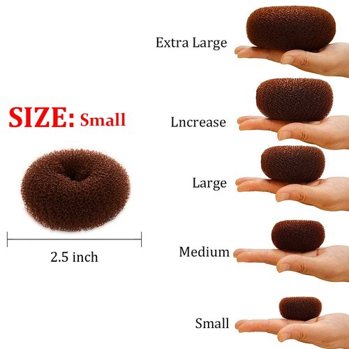 Skiennix Hair Donut Shaper - Extra Ring Style Bun Maker for Kids | 2PCS, 2.5 Inch, Brown