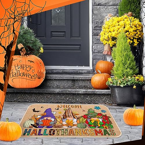Halloween Gnome Doormat with Dwarf Pattern – Spooky Fall Entryway Rug