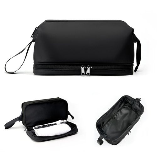 JUCURRI Large Travel Toiletry Bag for men women,Makeup Organizer Bag, Dopp Kit,Waterproof Hanging Cosmetic Bag for Toiletries Accessories(Black)