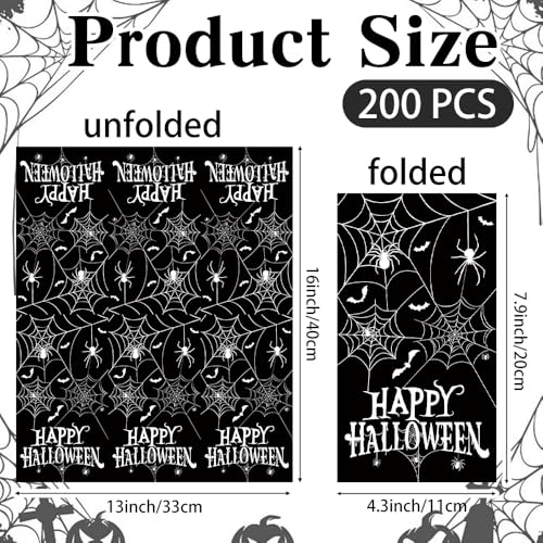 Halloween Spider Napkins 200 pcs - Disposable Paper Dinner & Guest Towels
