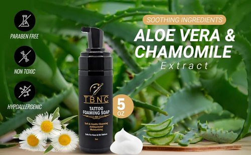TBNC Tattoo Foaming Soap, Fragrance-free, Antibacterial, with Aloe Vera & Chamomile