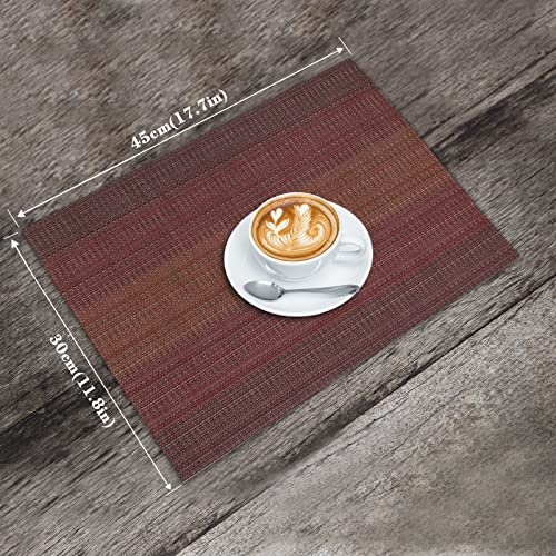 Set of 6 Red Washable Vinyl Christmas & Holiday Placemats for Dining Table