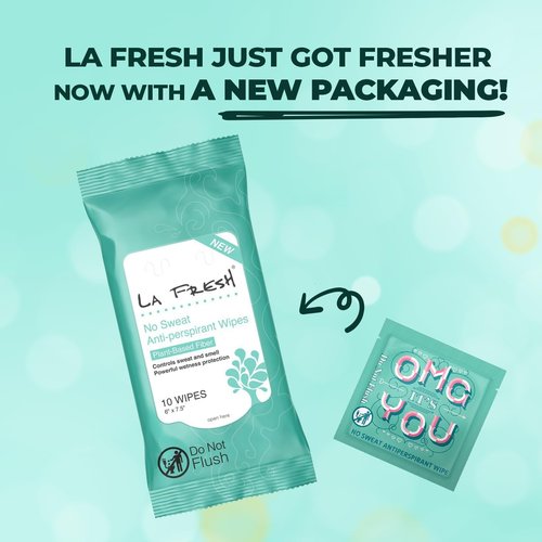 LA Fresh Antiperspirant Wipes, Body Deodorant Wipes for Women and Men, Pack of 3 10-count Pouches (30-count)