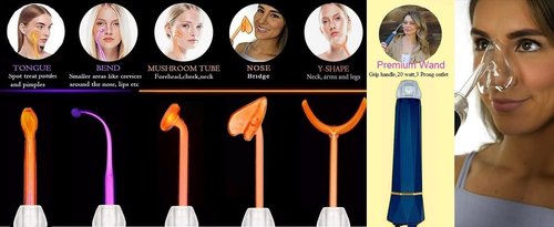 Lift Wand 2.0 Facial Anti-Aging Skin Therapy Wand Up to 20 Watt Power Includes 5 attachments w/Exclusive Nose Attachment w/ 3 Prong Safety Cord