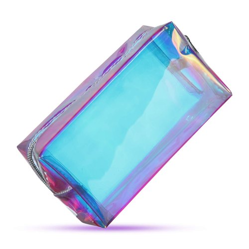 Boao Holographic Makeup Bags - 2 Pcs Clear Glitter Travel Cosmetic Pouches | Zipper Toiletry Organizers
