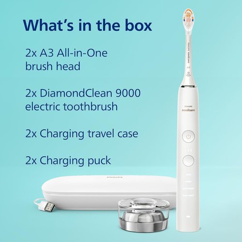 Philips Sonicare DiamondClean Toothbrush - Rechargeable 2-Pack in Pink & White for Superior Oral Care