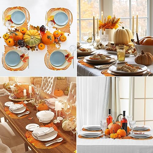 Bronze 12-Pack Thanksgiving Pumpkin Placemats - Vinyl, Fall Table Decor