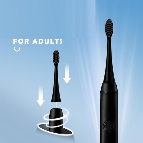 Compatible with Burst Adults Electric Toothbrush Replacement Heads with Dust Cover Caps, Perfect Fit with Burst Sonic Toothbrush Charcoal Soft Bristles,10 Pack, Black