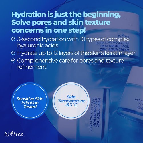 IsNtree Ultra-Low Molecular Hyaluronic Acid Cream - Hydrating & Cooling 80ml | Korean Skincare