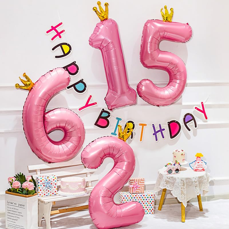 Pink Number 10 Balloon with Crown 40 Inch Latex & Foil Party Decor - Pink Princess Theme, Anniversary, Birthday Supplies - Variation of THIS listing