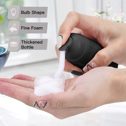 Owlyee 2oz Foam Bottle, Empty Travel Foaming Pump Dispenser for Hand Soap, Lash Cleanser, Shampoo (3PCS, Black)
