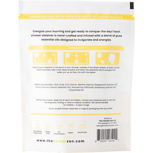 Morning Energy Shower Steamers Aromatherapy for Energy - USA Made Valentines Day Gift for Her and Him - Peppermint & Lemon Shower Bomb Tablets – Soothing Natural Essential Oils (10 Pack)