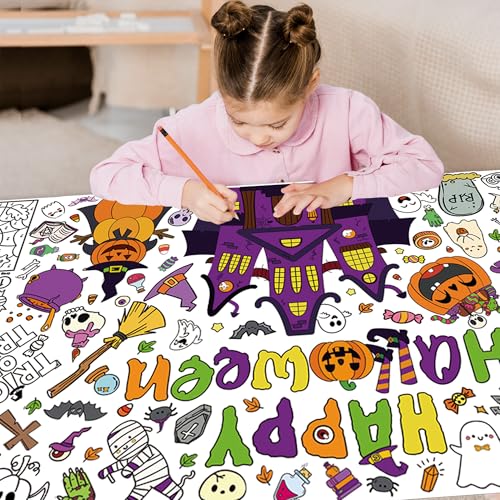 Halloween Coloring Poster for Kids - Large Tablecloth & Craft Activity - Variation of THIS listing