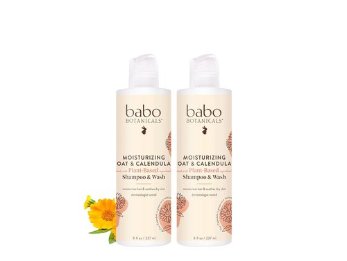 Babo Botanicals 2-in-1 Moisturizing Shampoo & Wash - Gentle for Dry/Sensitive Skin - Vegan & Lightly Scented
