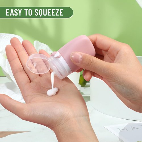 RONRONS 1oz Travel Bottles, Silicone Squeeze Sauce Salad Dressing Ketchup Condiment Bottles, Tsa Approved Leak Proof Containers for Toiletries Shampoo Conditioner Small (4 Pieces)