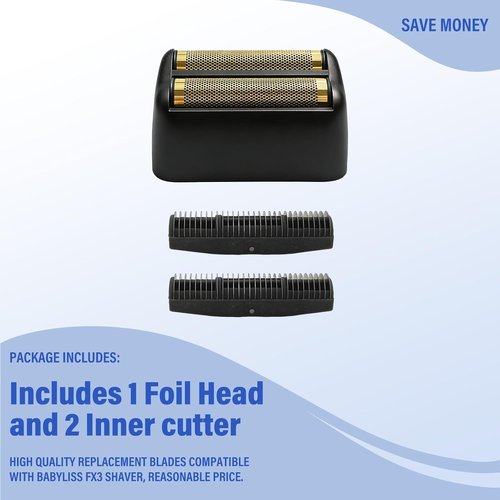 BaByliss FX3 Foil Shaver Replacement Head - Black Razor Foil with 2 Cutter Blades | 1 Piece