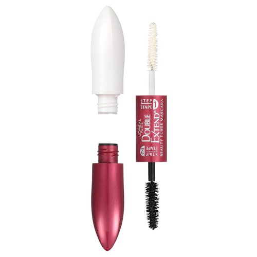 L'Oreal Paris Double Extend Tubing Mascara - Lengthening & Smudgeproof, Black, 2-Step Formula