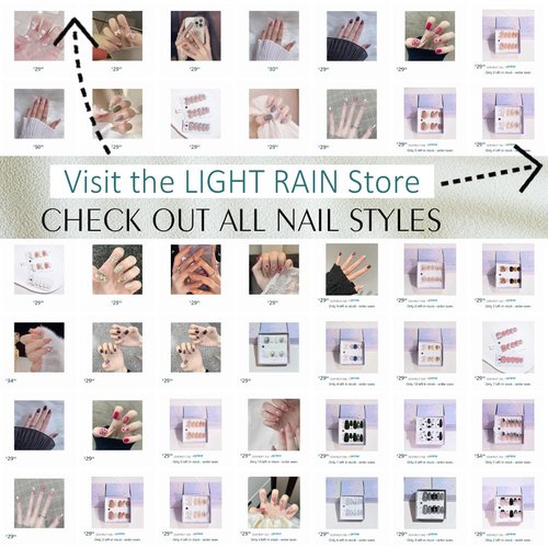 Light Rain Small Size Hand-made Press on Nails, 3D Gel UV Finished False nails with Design by Professional Manicurist