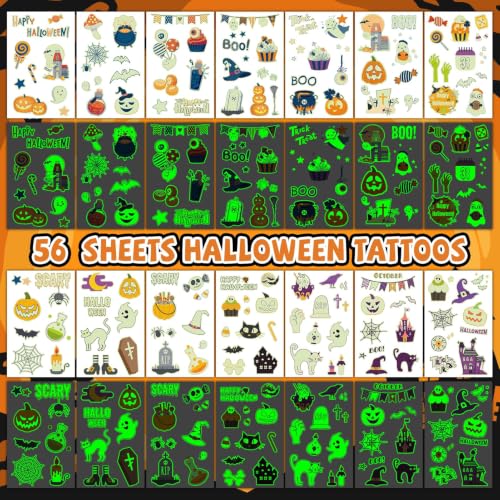 Glow Halloween Temporary Tattoos for Kids Bulk - 500+ Styles, Non-Toxic & Easy to Remove