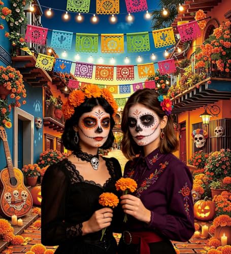 Day of the Dead Backdrop 6x8FT Dia De Los Muertos Mexican Street Scene Vinyl Decor