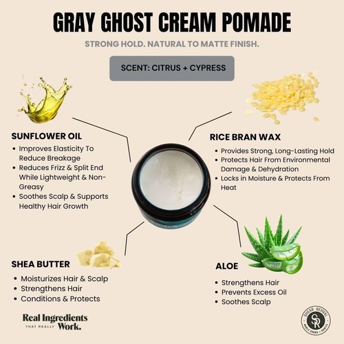 Shear Revival Gray Ghost Cream Pomade - Vegan Hair Styling Cream for All Hair Types, Strong Hold, 3.4oz | Natural to Matte Finish, Citrus & Cypress Scent