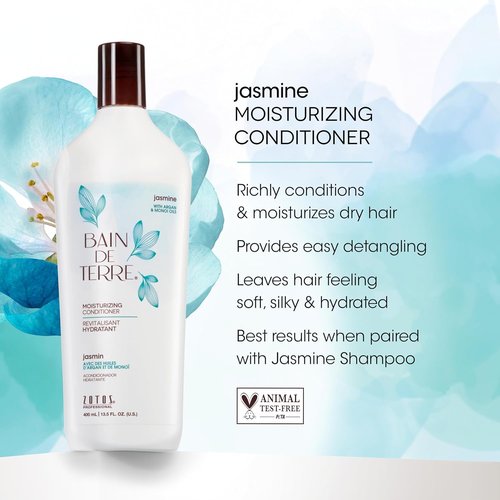 Bain de Terre Jasmine Moisturizing Conditioner - Rich Hydration with Argan & Monoi Oils | Paraben-Free, Vegan