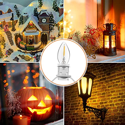 2 Pack C7 LED Light Bulb String with Clips & Double Fuses for Holiday Village & Crafts - Variation of 24
