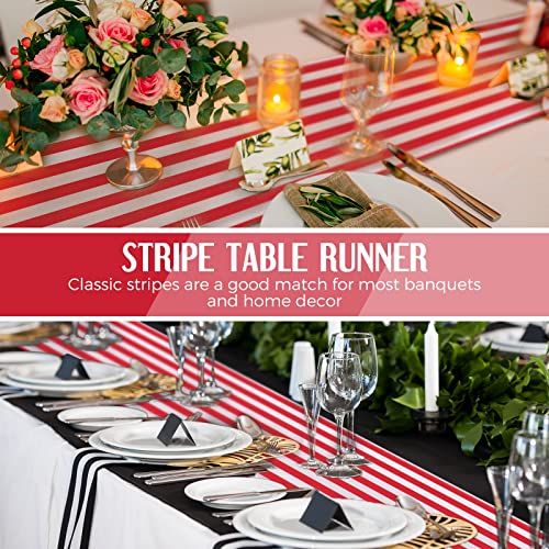 Red and White Striped Table Runner - 12 x 108 Inch, Set of 6