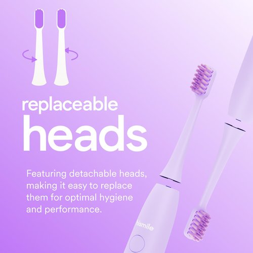 HISMILE Electric Toothbrush, 3 Brushing Modes, Smart Timer, Rechargeable, Soft-Tapered Bristles, Mode Memory (Purple)